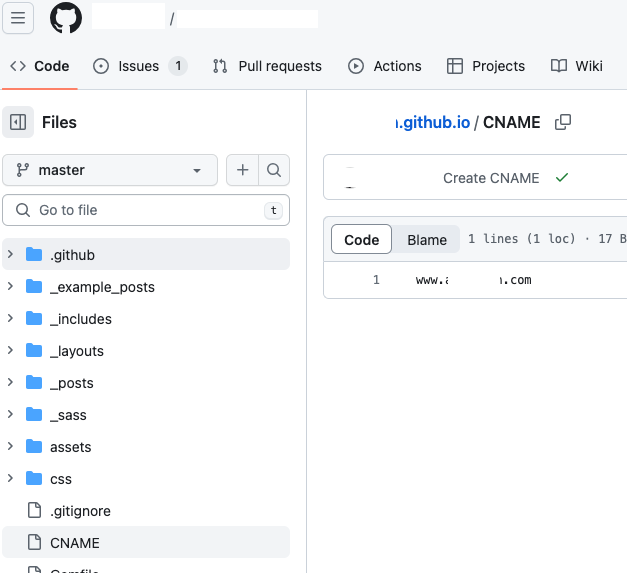 CNAME file in github pages repo